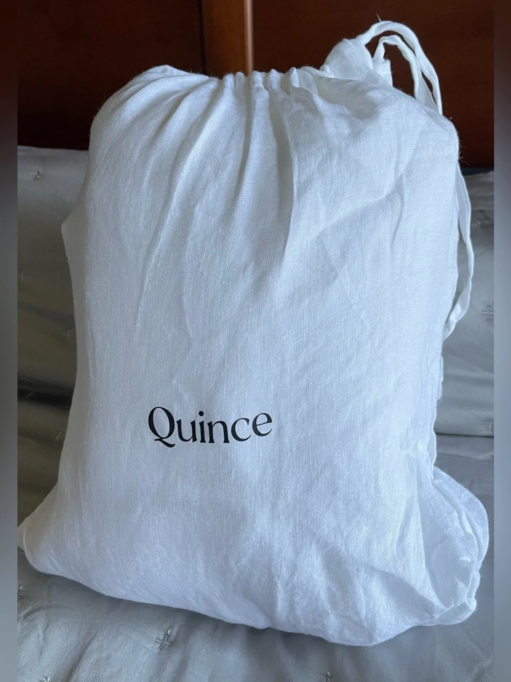 NEW European Linen Double Flange Duvet Cover Set, Full/Queen (White)